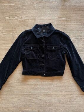 Gap Kids Girls XL Black Velvet Trucker Jacket